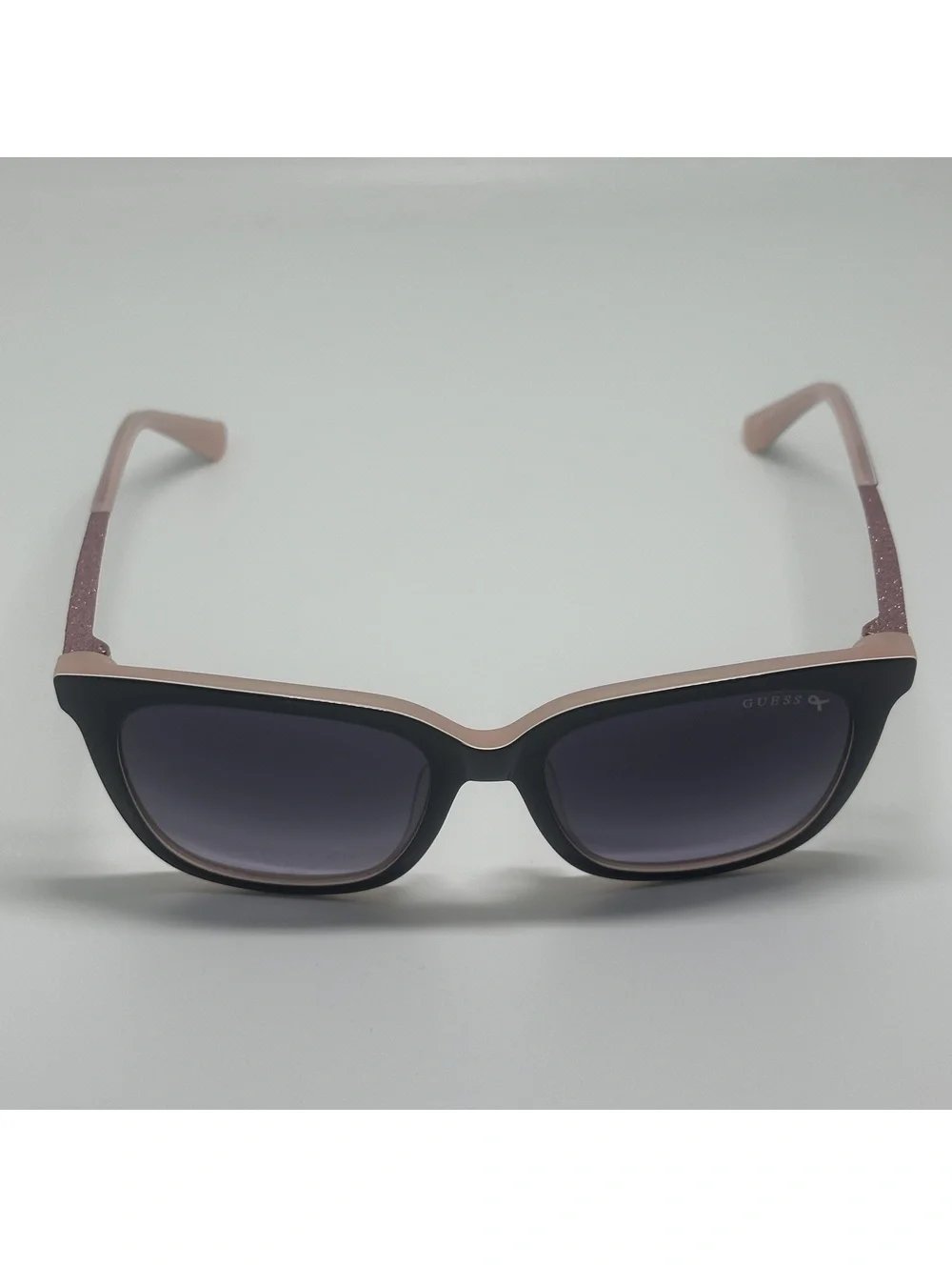 Guess Breast Cancer Two-Tone Black and Pink Sunglasses with Case and Cloth